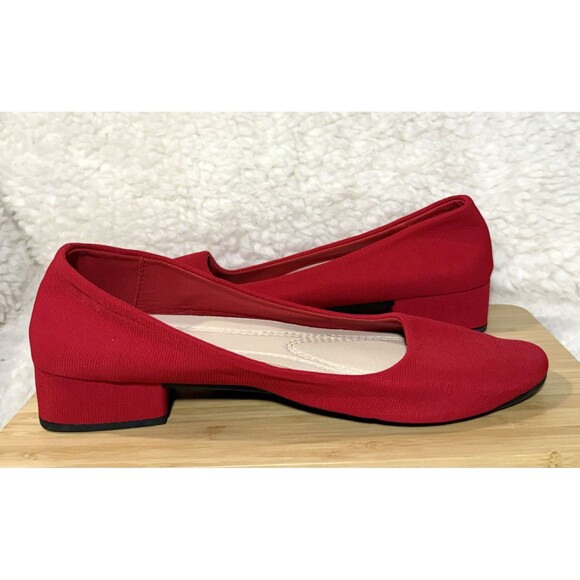 ALTOCIS Low Block Chunky Heel Pumps Round Toe Platform Red Women’s Size 10 - Picture 3 of 6
